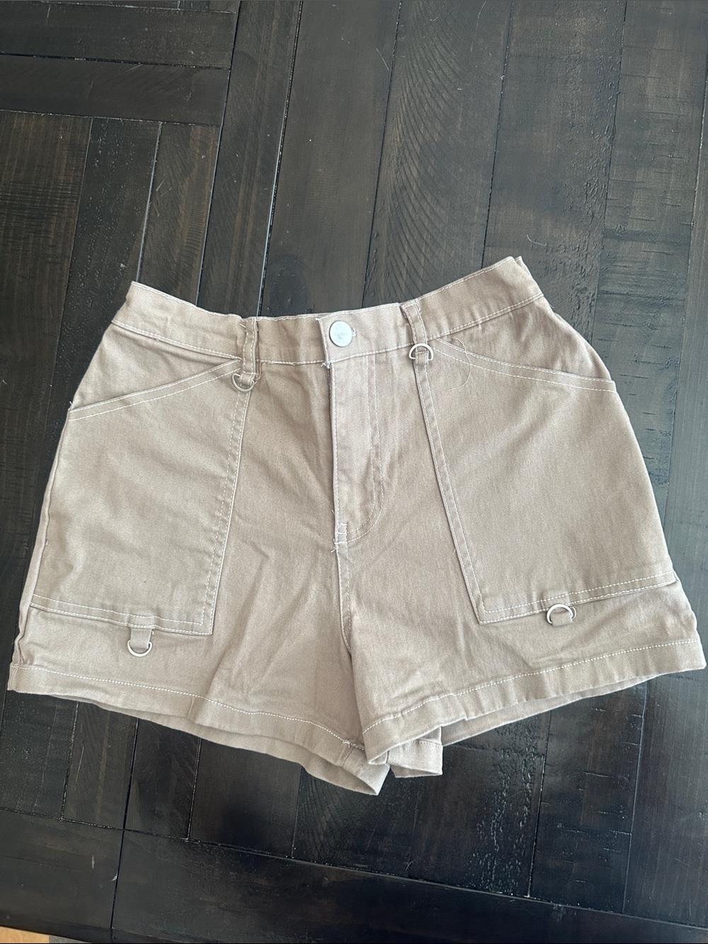 High-Rise Cargo Shorts for Women in Taupe